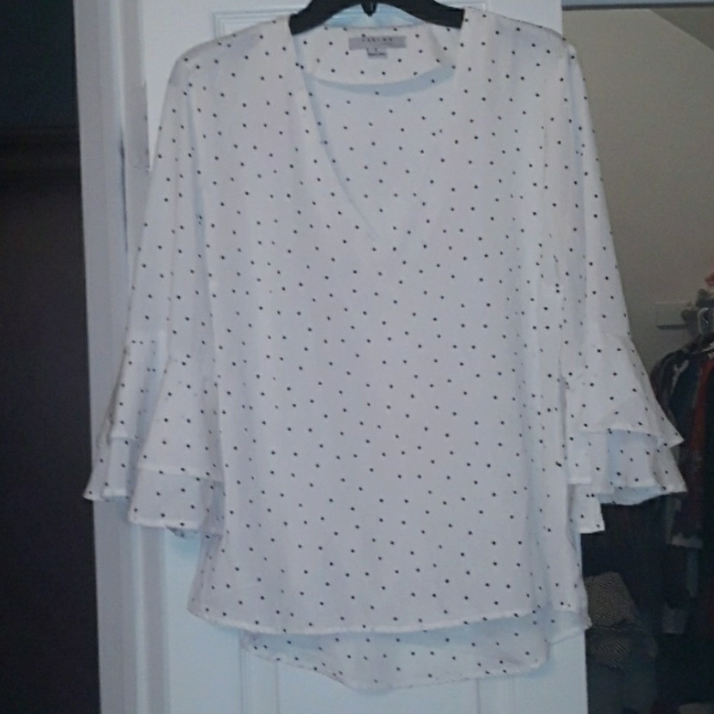 Lovely Feminine Bell Sleeves Polka Dot Blouse